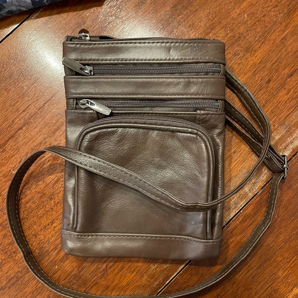Brown Pleather Crossbody Bag
